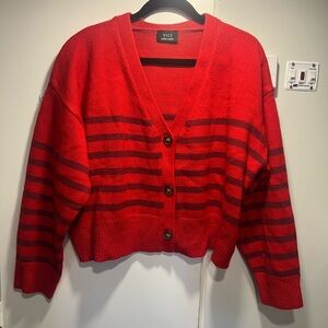 Vici Vibrant Red and Purple Striped Cardigan
